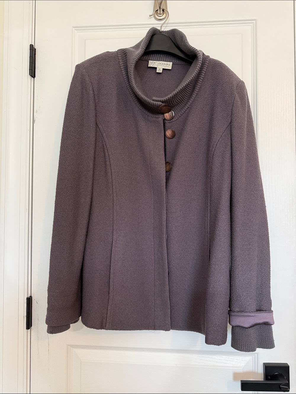 St. John Eggplant (mauve) Shawl-Collar Button Front Jacket